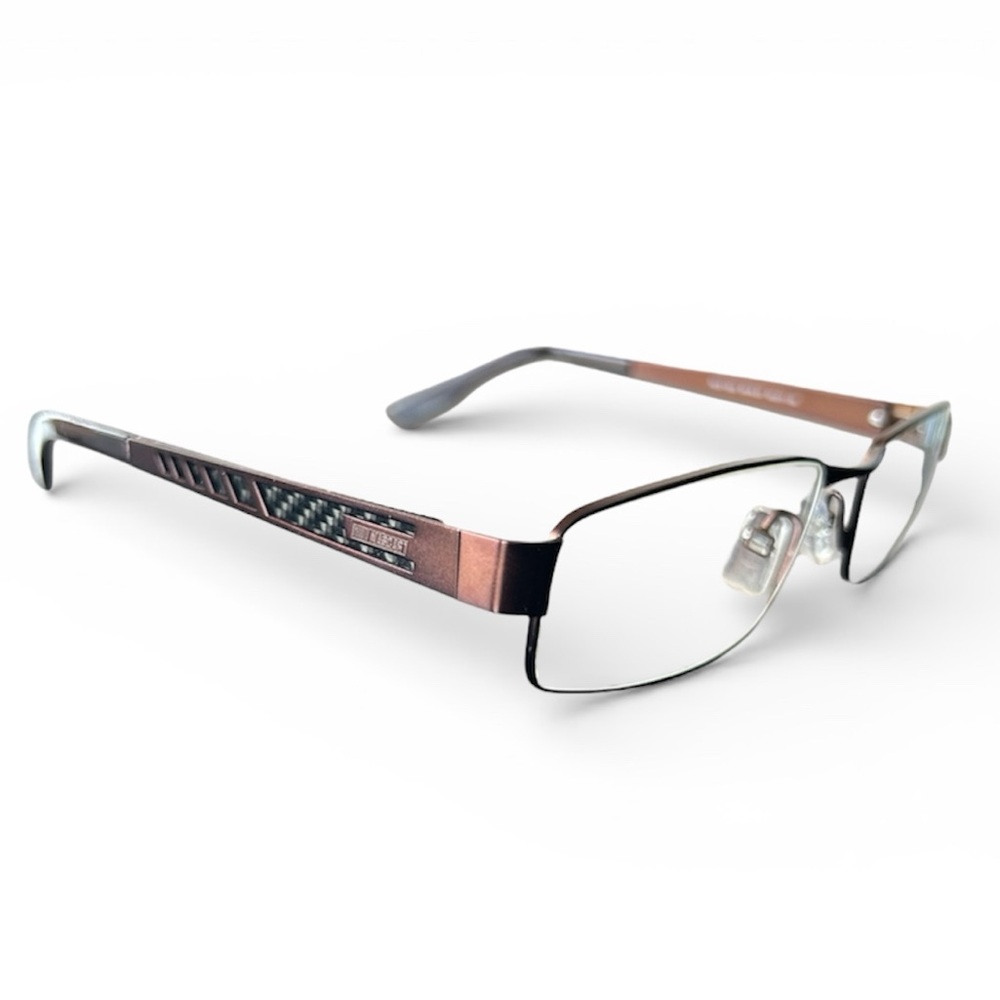 NASCAR NCO 1002 Unisex Eyeglasses Frames BWN DT 55•17•135 Rectangular Wire Rim